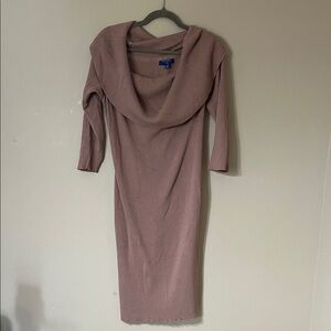 Apt. 9 Dusty Rose Ribbed Cowl Neck Sweater Dress